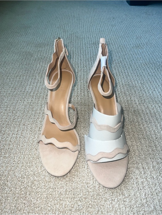 J. Crew Shoes - J. Crew Scalloped Two-Tone Ankle Strap Heels in Blush and Cream